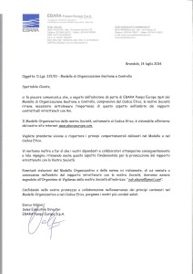 Codice etico per i partner commerciali Ebara spa